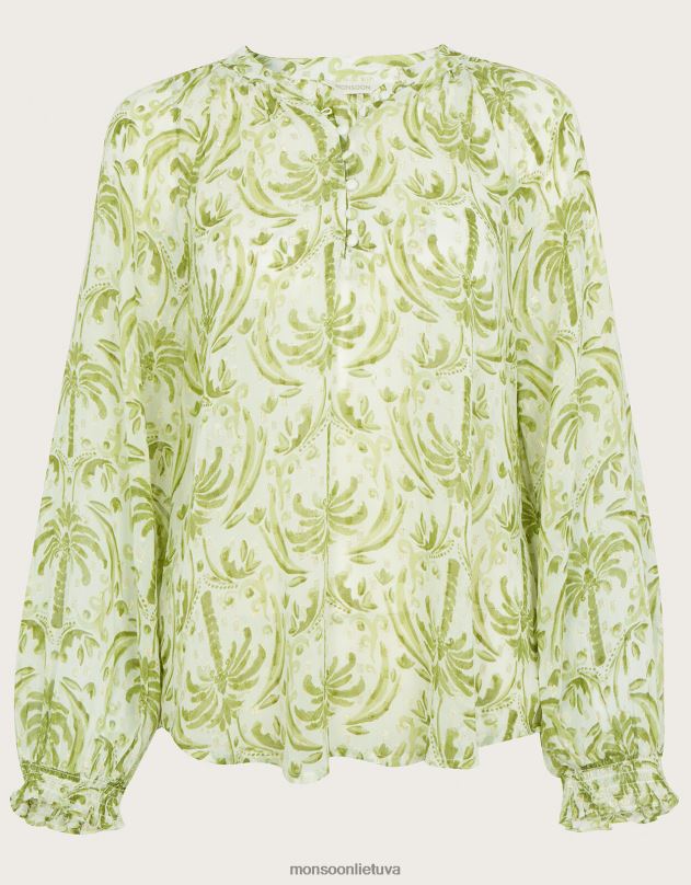 Monsoon Oriana metalo delnų rašto palaidinė moterys dramblio kaulo apranga DPXBJ545