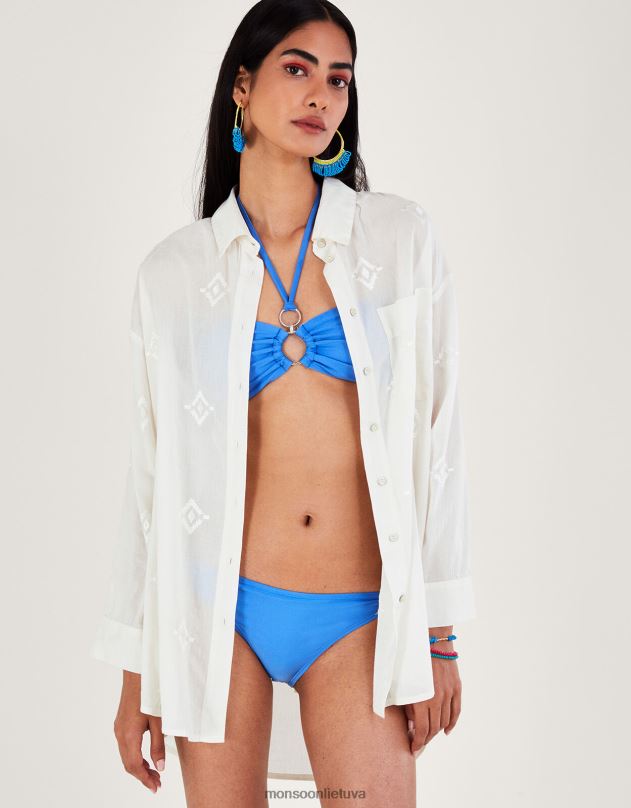 Monsoon deimantais siuvinėti paplūdimio marškinėliai moterys baltas apranga DPXBJ2778