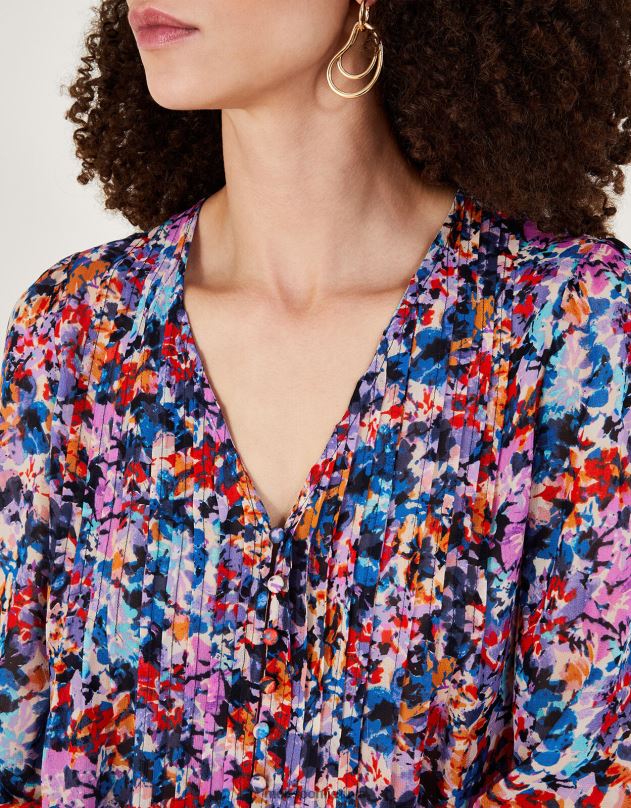 Monsoon delninio rašto klostuota palaidinė iš tvarios viskozės moterys dramblio kaulo apranga DPXBJ137