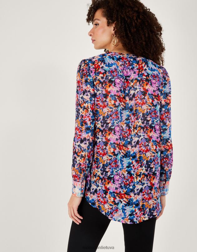 Monsoon delninio rašto klostuota palaidinė iš tvarios viskozės moterys dramblio kaulo apranga DPXBJ137