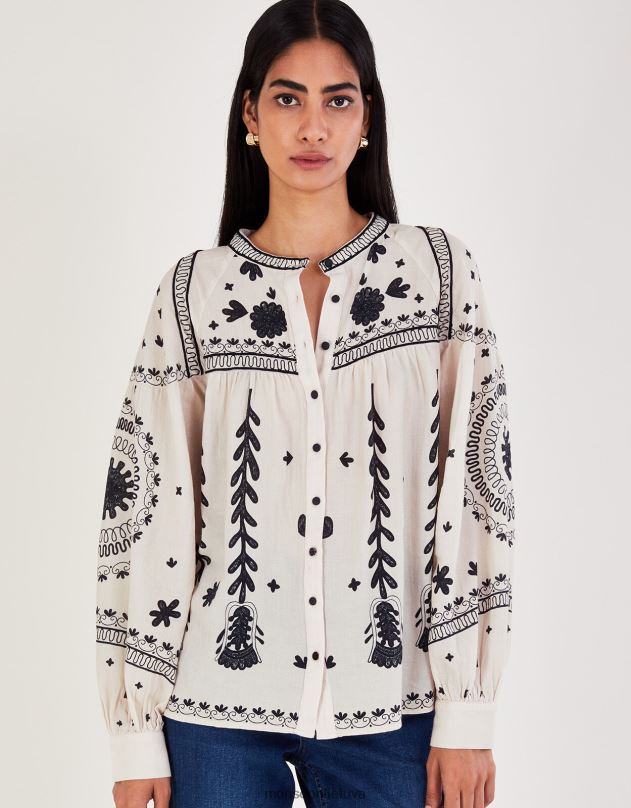 Monsoon gėlėta palaidinė moterys dramblio kaulo apranga DPXBJ43