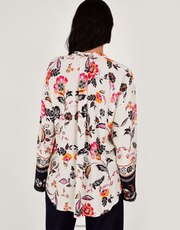 Monsoon gėlėti marškiniai moterys dramblio kaulo apranga DPXBJ27