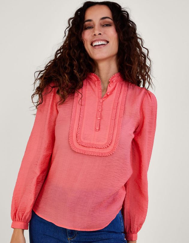 Monsoon liz tekstūros paprasta palaidinė moterys apelsinas (koralas) apranga DPXBJ593