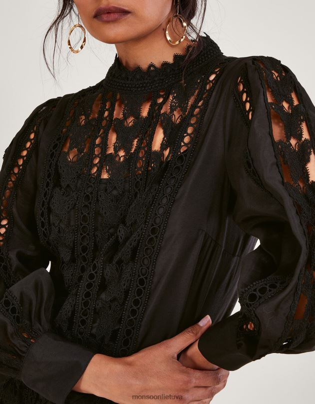 Monsoon lola drugelio palaidinė moterys juodas apranga DPXBJ101