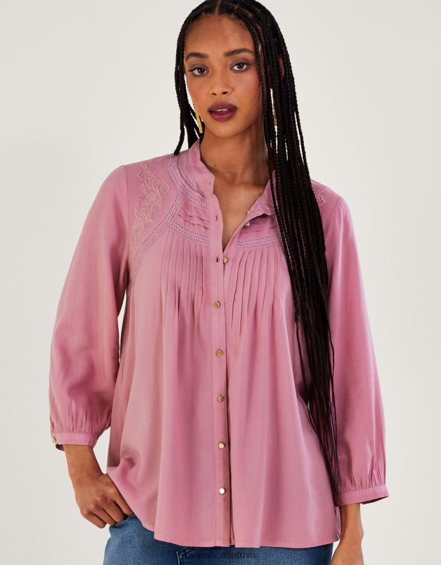 Monsoon nėrinių detalių palaidinė moterys violetinė (alyvinė) apranga DPXBJ163