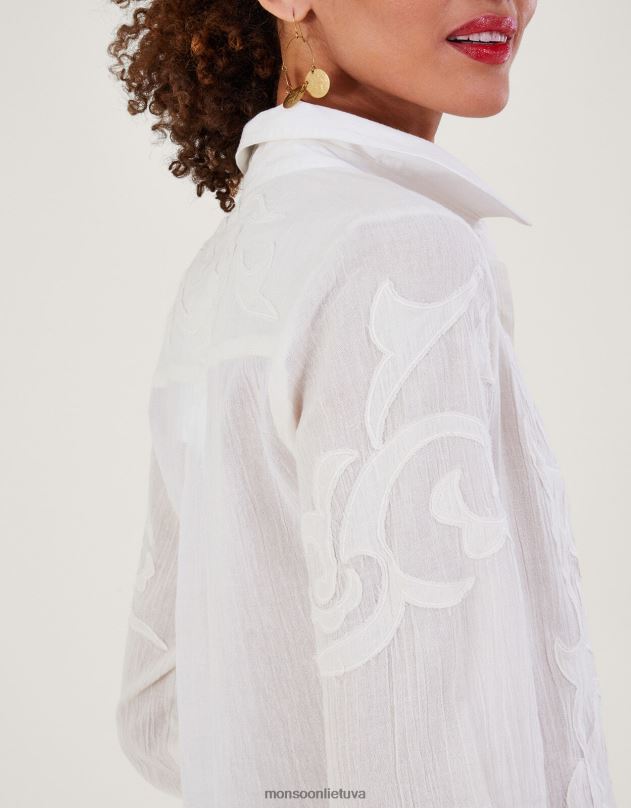 Monsoon palaidinė su aplikacijomis moterys dramblio kaulo apranga DPXBJ195