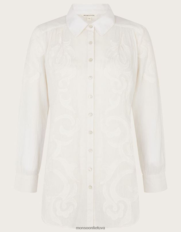 Monsoon palaidinė su aplikacijomis moterys dramblio kaulo apranga DPXBJ195