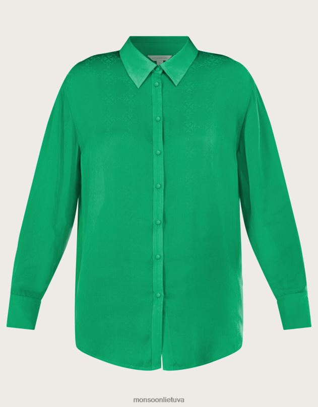 Monsoon saskia saga per atlasinę palaidinę moterys žalias apranga DPXBJ644