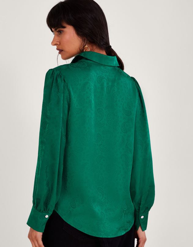 Monsoon sophie žakardo palaidinė moterys žalias apranga DPXBJ114