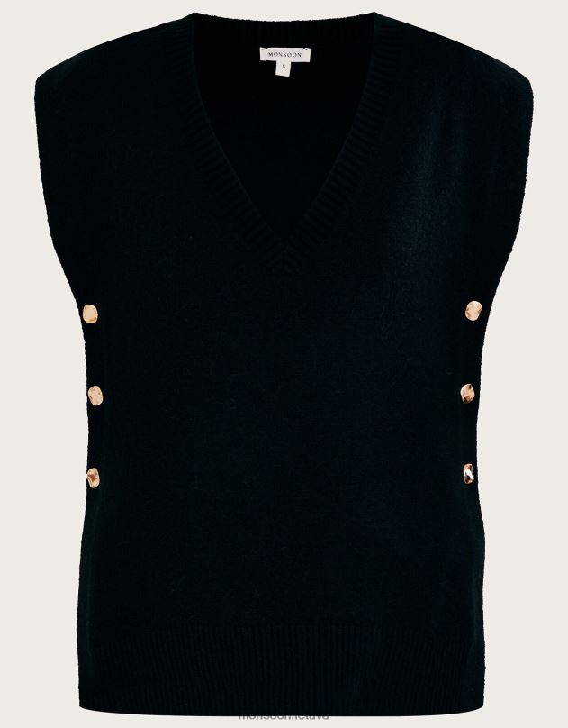 Monsoon Billie mygtuko šoninė juosta moterys juodas apranga DPXBJ38