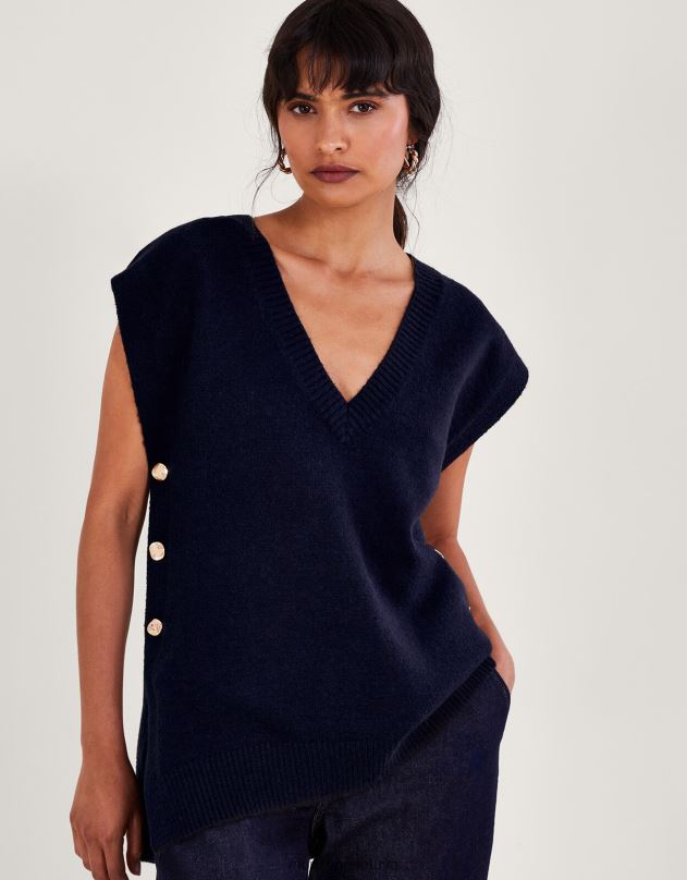 Monsoon Billie mygtuko šoninė juosta moterys mėlyna (navy) apranga DPXBJ71