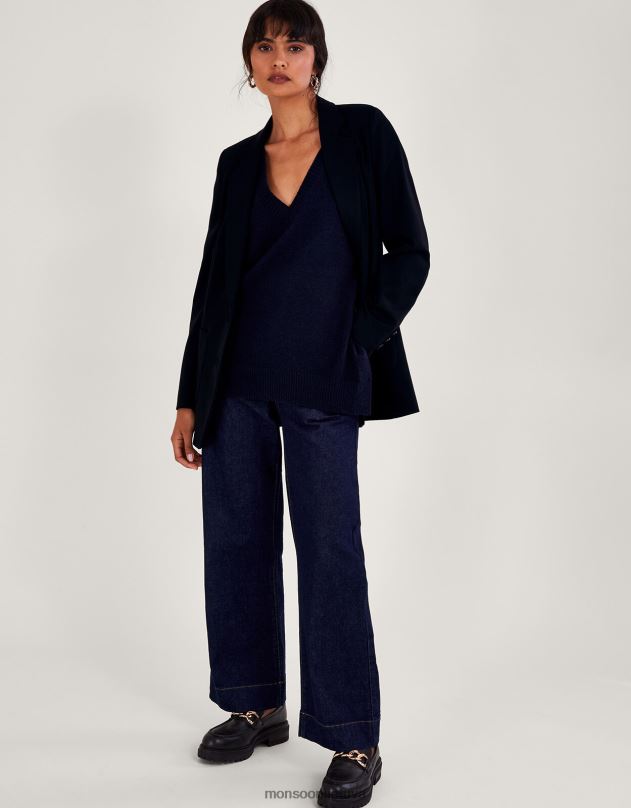 Monsoon Billie mygtuko šoninė juosta moterys mėlyna (navy) apranga DPXBJ71