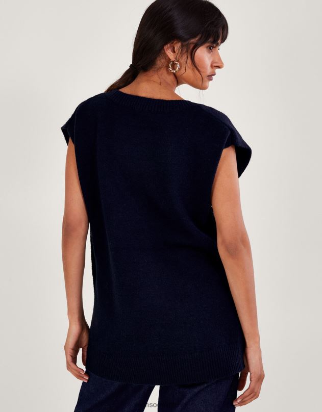 Monsoon Billie mygtuko šoninė juosta moterys mėlyna (navy) apranga DPXBJ71