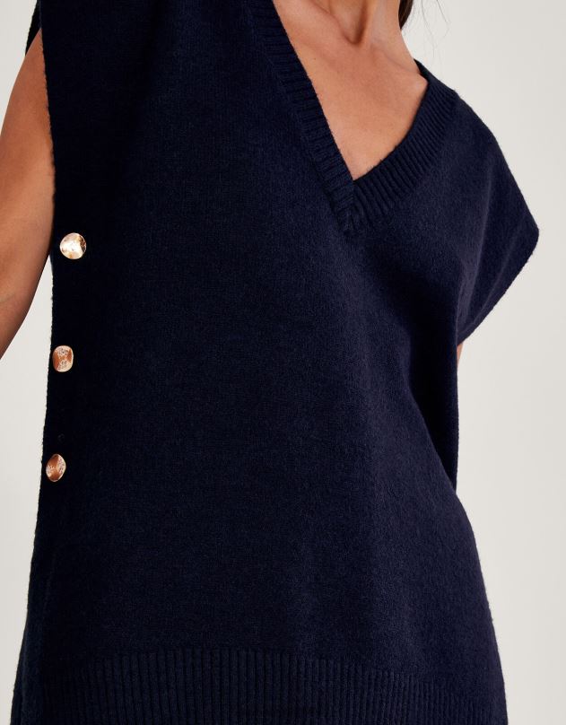 Monsoon Billie mygtuko šoninė juosta moterys mėlyna (navy) apranga DPXBJ71