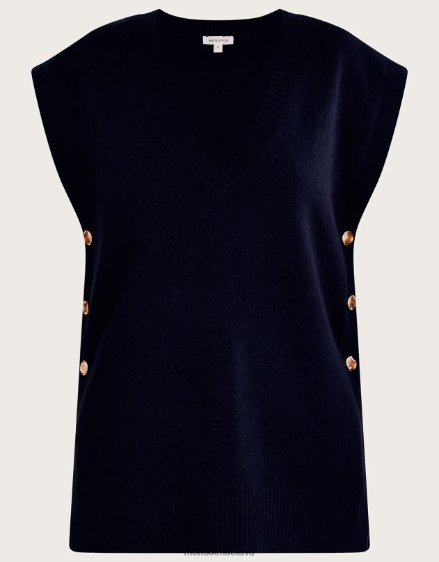 Monsoon Billie mygtuko šoninė juosta moterys mėlyna (navy) apranga DPXBJ71