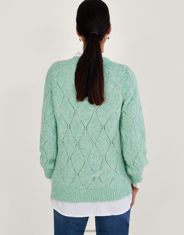 Monsoon Deimantinio dygsnio džemperis su perdirbtu poliesteriu moterys žalias apranga DPXBJ555