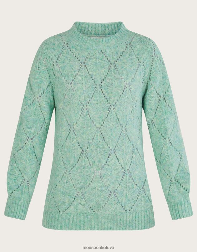 Monsoon Deimantinio dygsnio džemperis su perdirbtu poliesteriu moterys žalias apranga DPXBJ555