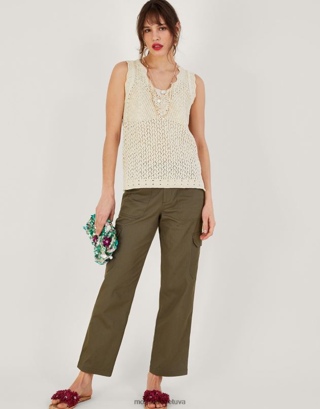 Monsoon Pointelle megztas berankovių bakas moterys dramblio kaulo apranga DPXBJ267