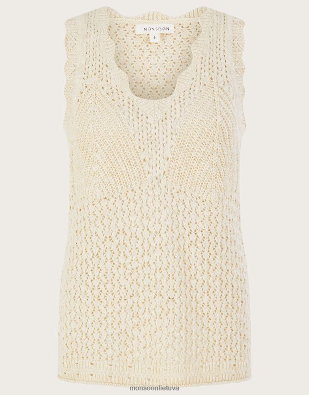 Monsoon Pointelle megztas berankovių bakas moterys dramblio kaulo apranga DPXBJ267