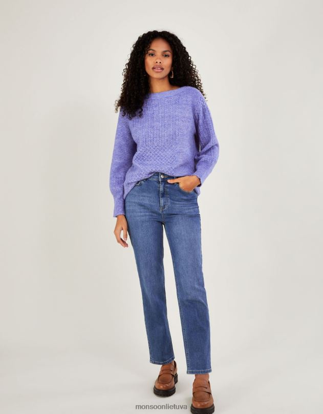 Monsoon Superminkštas dygsniuotas tunika megztinis su perdirbtu poliesteriu moterys mėlyna apranga DPXBJ523