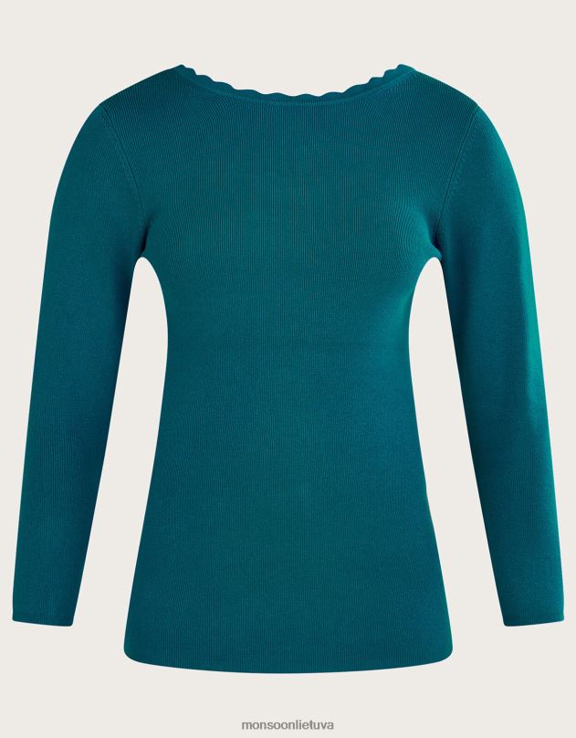 Monsoon apvalus surišamas džemperis su lenzing ecovero moterys žalsvai mėlyna apranga DPXBJ518