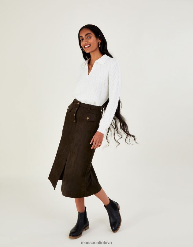 Monsoon apykaklės kabelis megztas megztinis su perdirbtu poliesteriu moterys dramblio kaulo apranga DPXBJ1075