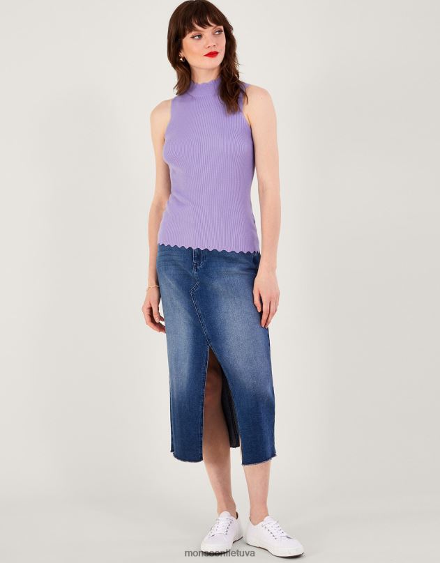 Monsoon briaunotas apynasrio kaklo viršus moterys violetinė (alyvinė) apranga DPXBJ240