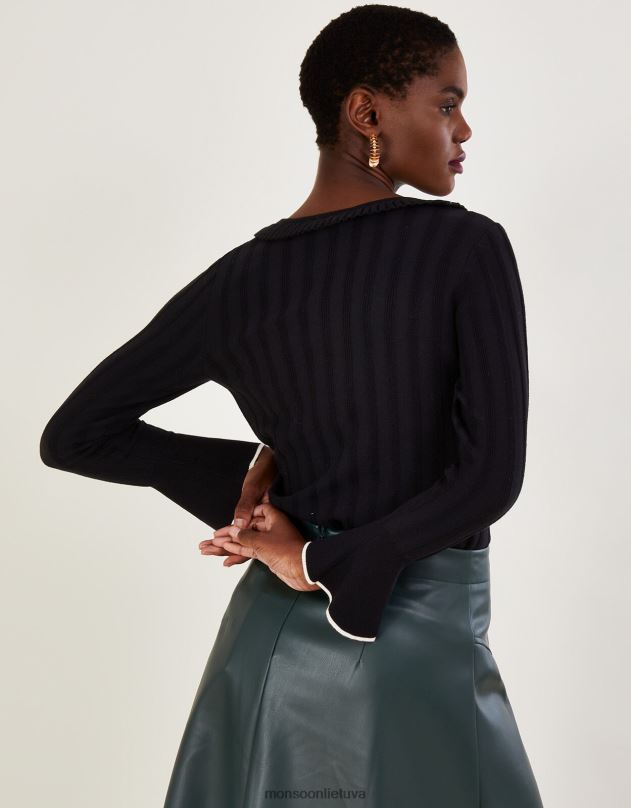 Monsoon išmanus briaunotas džemperis su lenzing ecovero moterys juodas apranga DPXBJ411