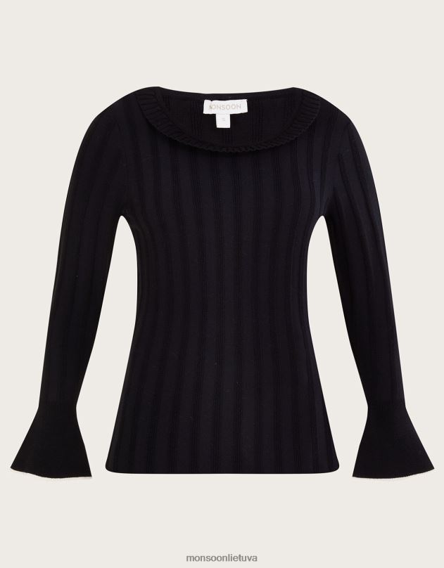Monsoon išmanus briaunotas džemperis su lenzing ecovero moterys juodas apranga DPXBJ411