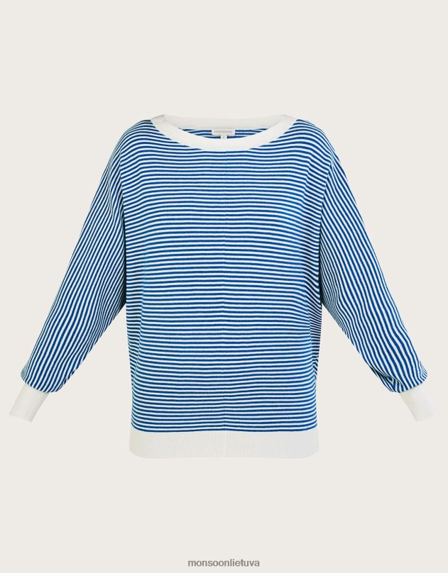 Monsoon jūrinio mygtuko detalių juostos mygtuko megztinis moterys mėlyna apranga DPXBJ868