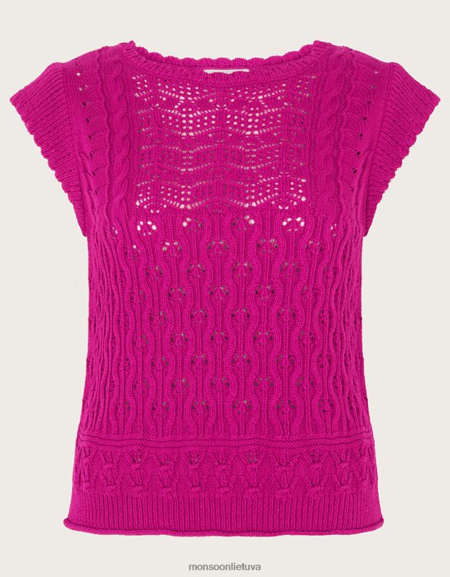 Monsoon kelių siūlių pointelle megzta liemenė moterys rožinis apranga DPXBJ720
