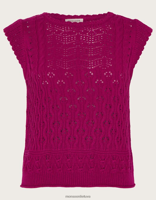 Monsoon kelių siūlių pointelle megzta liemenė moterys rožinis apranga DPXBJ720
