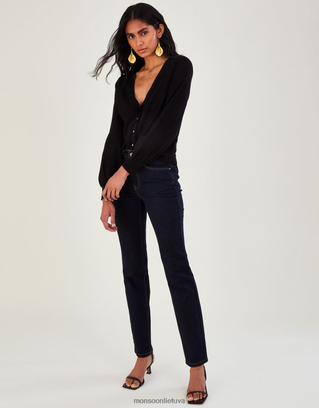 Monsoon klostuotas megztinis su lenzing ecovero moterys juodas apranga DPXBJ537