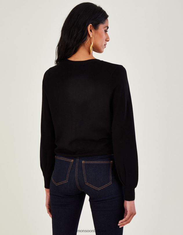 Monsoon klostuotas megztinis su lenzing ecovero moterys juodas apranga DPXBJ537