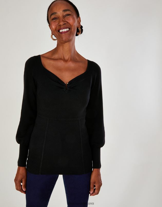 Monsoon liemeninis detalių džemperis su lenzing ecovero moterys juodas apranga DPXBJ419