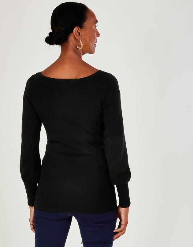 Monsoon liemeninis detalių džemperis su lenzing ecovero moterys juodas apranga DPXBJ419