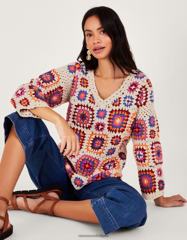 Monsoon nertas megztinis moterys dramblio kaulo apranga DPXBJ32