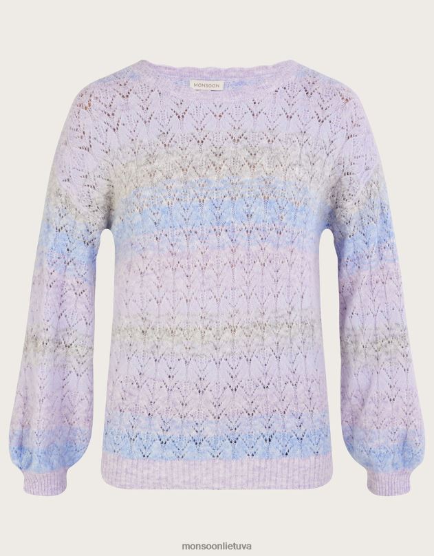 Monsoon ombre dryžuotas megztinis su perdirbtu poliesteriu moterys violetinė (alyvinė) apranga DPXBJ572