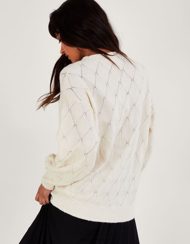 Monsoon perlų detalių megztinis moterys dramblio kaulo apranga DPXBJ51