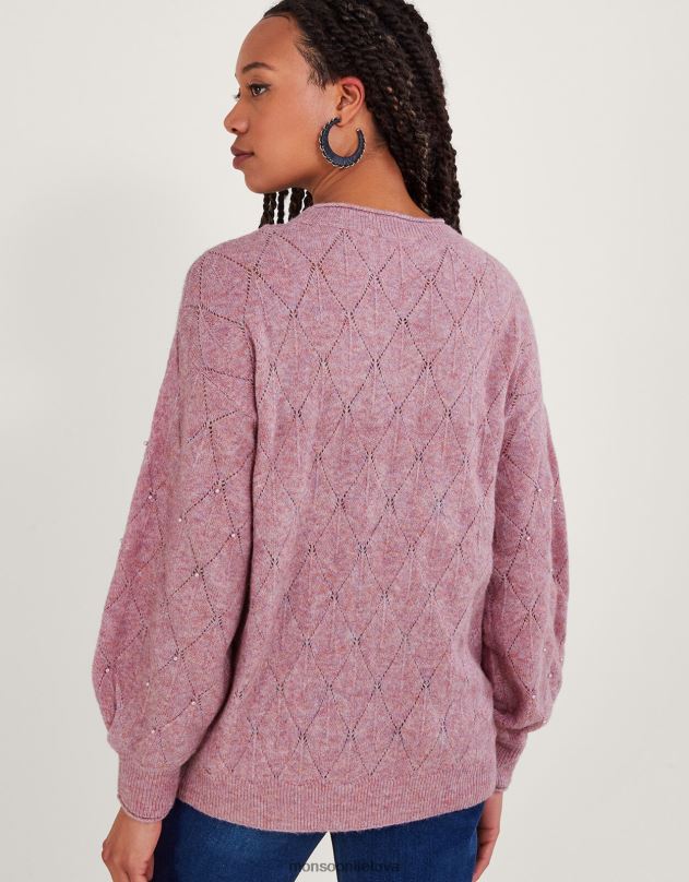 Monsoon perlų detalių megztinis moterys rožinis apranga DPXBJ61