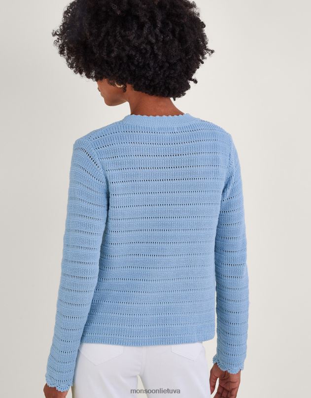 Monsoon pointelle megztas megztinis moterys mėlyna apranga DPXBJ832