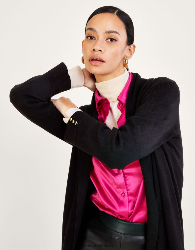 Monsoon skara su lenzing ecovero moterys juodas apranga DPXBJ775