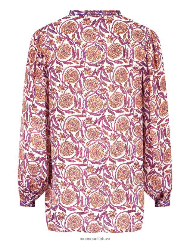 Monsoon East Alex print satino palaidinė moterys natūralus (ekru) apranga DPXBJ467