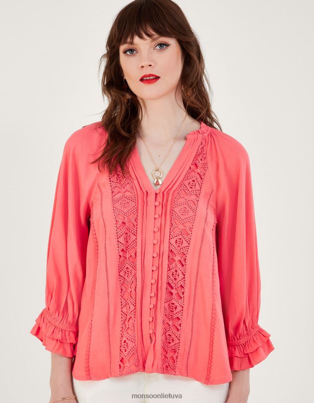 Monsoon Hatie nėrinių įdėklas iš patvarios viskozės moterys apelsinas (koralas) apranga DPXBJ246