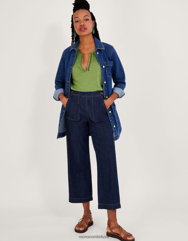 Monsoon V formos iškirptė austa lino mišinio moterys žalias apranga DPXBJ819