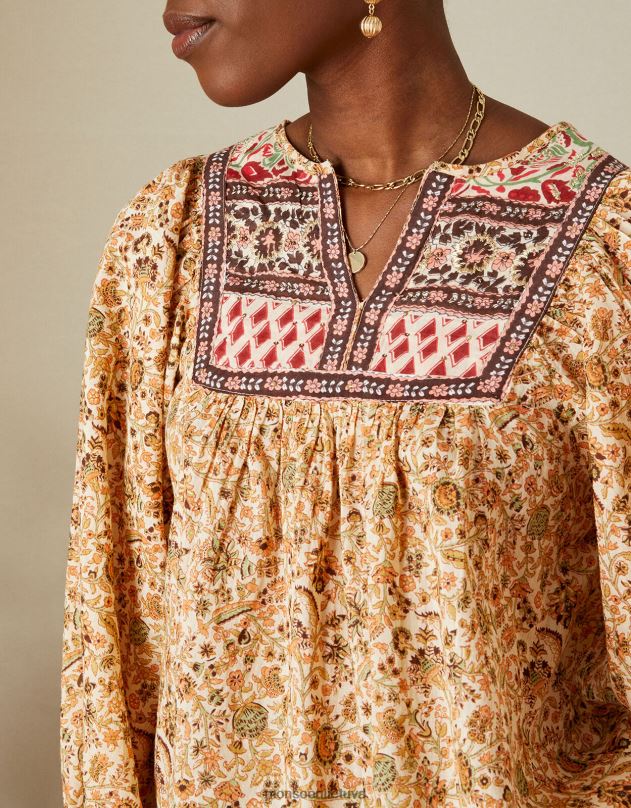 Monsoon aukščiausios kokybės boho antkrūtiniu puoštas viršus moterys natūralus apranga DPXBJ657