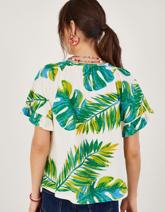 Monsoon delno rašto trikotažo viršus moterys dramblio kaulo apranga DPXBJ968