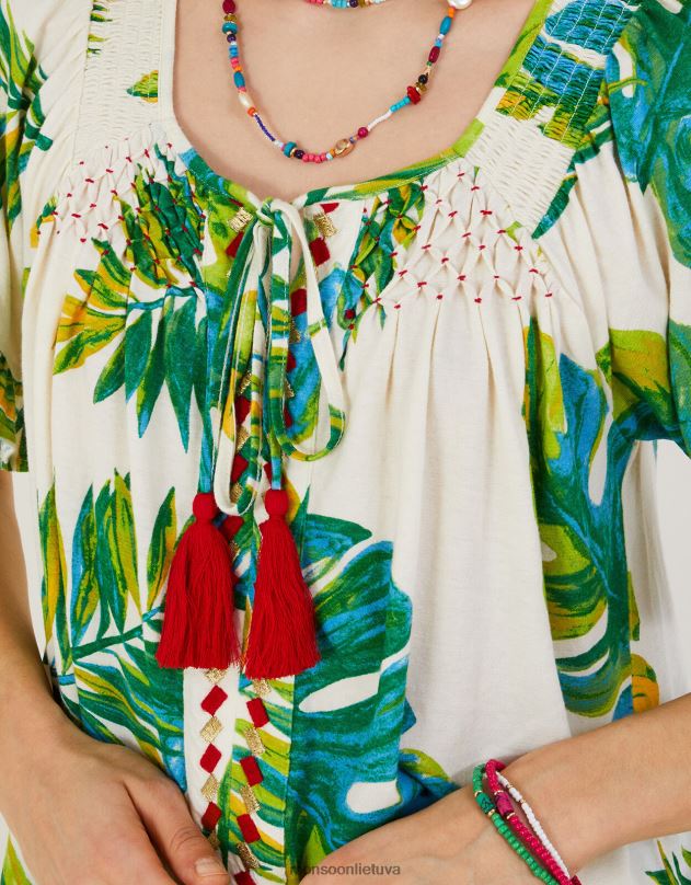 Monsoon delno rašto trikotažo viršus moterys dramblio kaulo apranga DPXBJ968