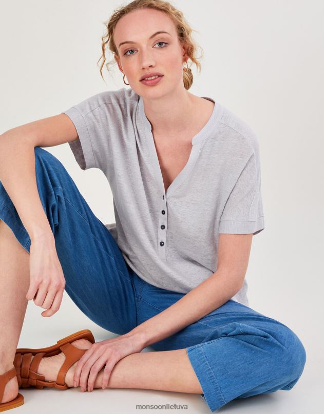 Monsoon megztinis trumpomis rankovėmis moterys pilka apranga DPXBJ2794