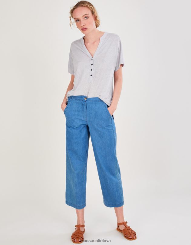 Monsoon megztinis trumpomis rankovėmis moterys pilka apranga DPXBJ2794